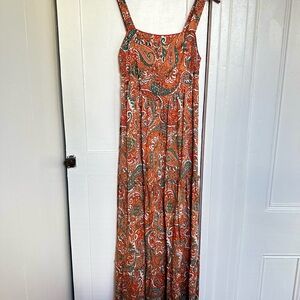 Faithfull the Brand Orange Sleeveless Sundress